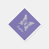 White Diamond Butterfly, Script Name, Periwinkle Serviette (Ecke)