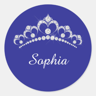 White Diamond Crown, Script Name, Deep Blue Runder Aufkleber