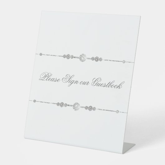 White Diamond Element Unterschreiben Unser Hochzei Sockelschild (Vorderseite)