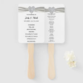 White Diamond Heart Wedding Program Fächer (Vorne und Hinten)