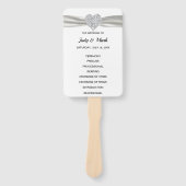 White Diamond Heart Wedding Program Fächer (Vorderseite)