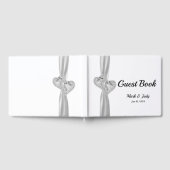 White Diamond Hearts Wedding Gäestbook Gästebuch (Voll)