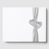 White Diamond Hearts Wedding Gäestbook Gästebuch (Rückseite)