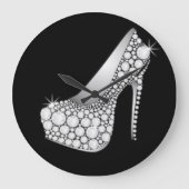 White Diamond High Heel Große Wanduhr (Vorderseite)