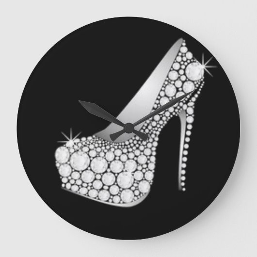 White Diamond High Heel Große Wanduhr (Vorderseite)