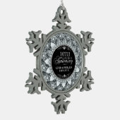 White Diamonds 25. Hochzeitsszenario Schneeflocken Zinn-Ornament (Links)