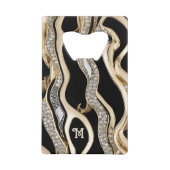 White diamonds and gold zebra stripes on black geldbeutel flaschenöffner (Vorderseite)