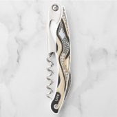 White diamonds and gold zebra stripes on black kellnermesser (Vorderseite)