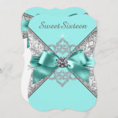 White Diamonds Aquamarin Blue Sweet 16 Geburtstags Einladung (Vorne/Hinten)