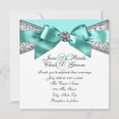 White Diamonds Aquamarin Blue Wedding Einladung (Rückseite)