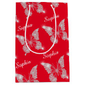 White Diamonds Butterfly Sparkle Script Name, Red Mittlere Geschenktüte (Vorderseite)