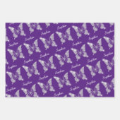 White Diamonds Butterfly Sparkone Name Royal Lila Geschenkpapier Set (Vorderseite 2)