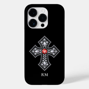 White Diamonds Cross Red Gem Akzent Case-Mate iPhone 14 Pro Hülle