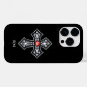 White Diamonds Cross Red Gem Akzent Case-Mate iPhone Hülle (Rückseite (Horizontal))