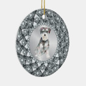 White Diamonds Frame Minitur Schnauser Keramik Ornament (Rechts)