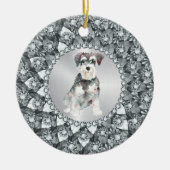 White Diamonds Frame Minitur Schnauser Keramik Ornament (Vorne)