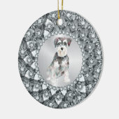 White Diamonds Frame Minitur Schnauser Keramik Ornament (Links)