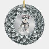 White Diamonds Frame Minitur Schnauser Keramik Ornament (Hinten)