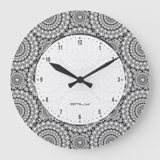 White Diamonds Glitzer Textur Print Große Wanduhr (Vorderseite)