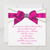 White Diamonds Hot Pink Sweet 16 Party Einladung (Rückseite)