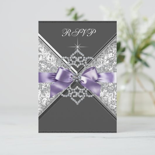 White Diamonds Lavendel Lila UAWG RSVP Karte (Stehend Vorderseite)