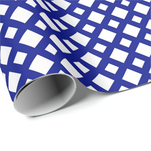 White Diamonds on Navy Geschenkpapier (Rolleneckpunkt)