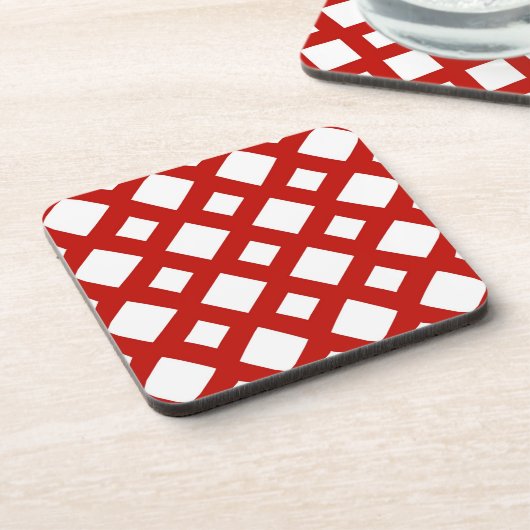 White Diamonds on Red Getränkeuntersetzer (Linke Seite)