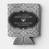 White Diamonds Pattern 25. Hochzeitstag Dosenkühler (Vorderseite)