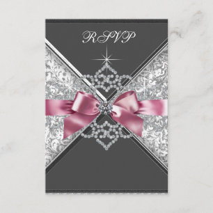 White Diamonds Pink Black UAWG RSVP Karte