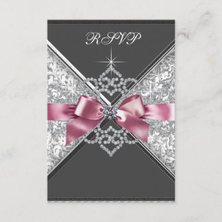 White Diamonds Pink Black UAWG RSVP Karte