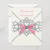 White Diamonds Pink Seventieth Birthday Party Einladung (Vorne/Hinten)