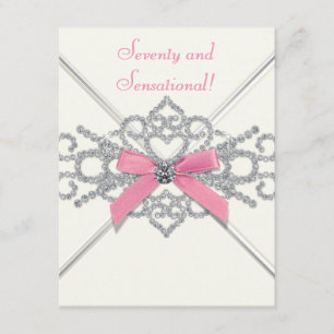 White Diamonds Pink Seventieth Birthday Party Einladung