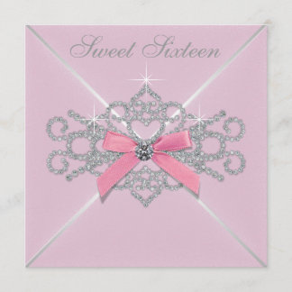 White Diamonds Pink Sweet 16 Geburtstagsparty Einladung