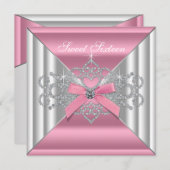 White Diamonds Pink Sweet 16 Party Einladung (Vorne/Hinten)