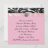 White Diamonds Pink Zebra 16 . Geburtstag Geburtst Einladung (Rückseite)