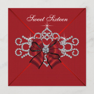 White Diamonds Red Sweet 16 Geburtstagsparty Einladung