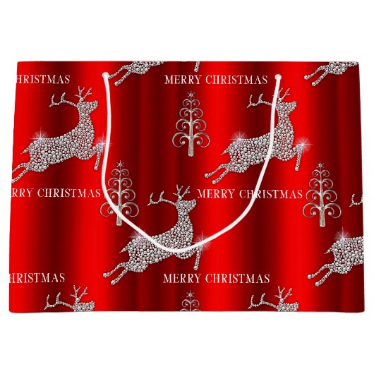White Diamonds Reinirder Sparkling Red Christmas Große Geschenktüte (Vorderseite)
