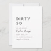 White Dirty 30. Wein Geburtstag Einladung (Vorderseite)