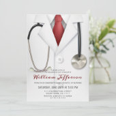 White Doctor Coat Modern Nursing School Abschluss Einladung (Stehend Vorderseite)