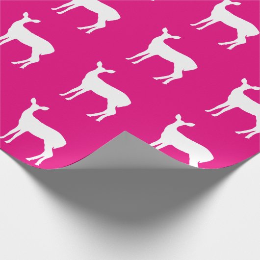 White Doe a Deer on Pink Wrapping Paper Geschenkpapier (Ecke)
