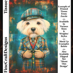 White Dog als Country Gentleman DK6LF Decoupage Seidenpapier