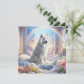 White Dog an der Rainbow Bridge im Paradies der Ku (Stehend Vorderseite)
