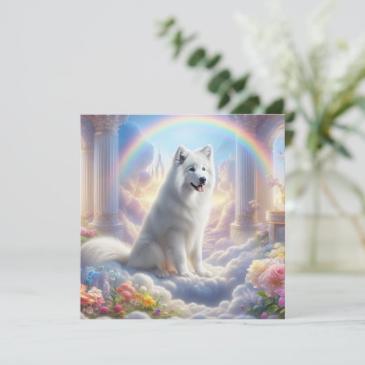 White Dog an der Rainbow Bridge im Paradies der Ku (Stehend Vorderseite)