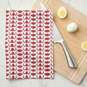 White Dog Bone Herringbone Pattern Brick Red Geschirrtuch (Viertel Falte)