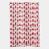 White Dog Bone Herringbone Pattern Brick Red Geschirrtuch (Vertikal)