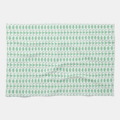 White Dog Bone Herringbone Pattern Sage Green Geschirrtuch (Horizontal)