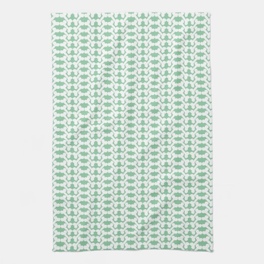 White Dog Bone Herringbone Pattern Sage Green Geschirrtuch (Vertikal)