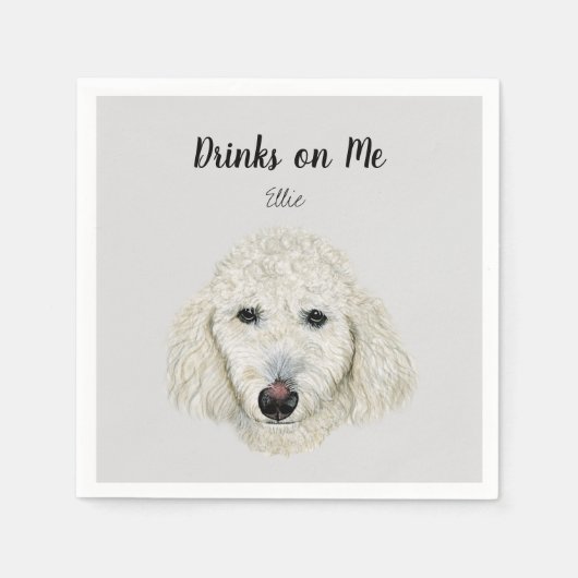 White Dog Cocktail Napkins Serviette (Vorderseite)