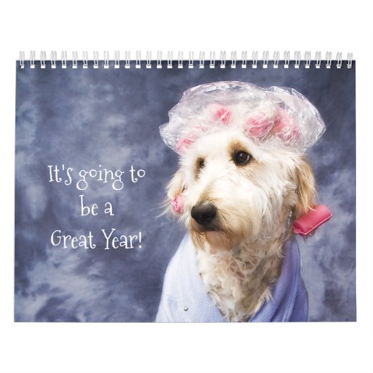 White Dog Funny Calendar Golden Doodle Kalender (Titelbild)
