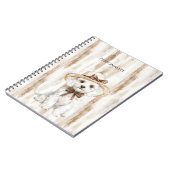 White Dog Hat with Bow Notizblock (Linke Seite)